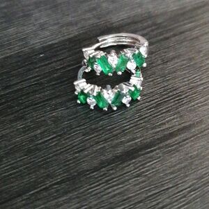 Silver with green accent earrings